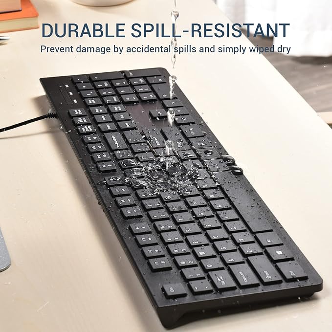 Computer Keyboard Wired, Plug Play USB Keyboard, Low Profile Chiclet Keys - Image 5