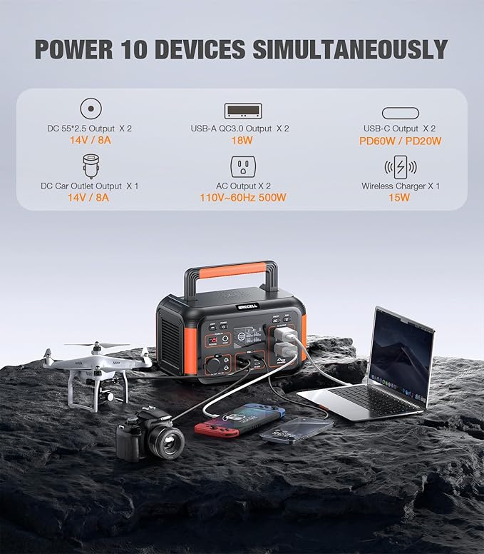 GRECELL 500W Portable Power Station 444Wh Solar Generator - Image 2
