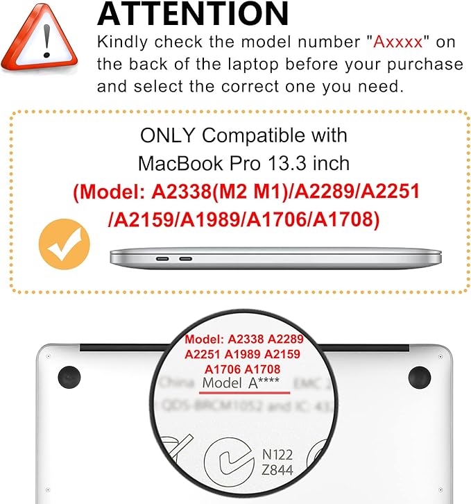 Case for MacBook Pro 13 inch M2 M1 A2338 A2289 A2251 A2159 A1989 A1706 A1708 - Image 2