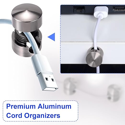 2 Sets Charger Holders for Cords, Adhesive Metal Cord Clips, Cable Management - Image 5
