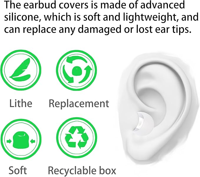 Earbud Replacement Tips Silicone Earbud Tips Ear Bud Covers Fit Most in-Ear - Image 4
