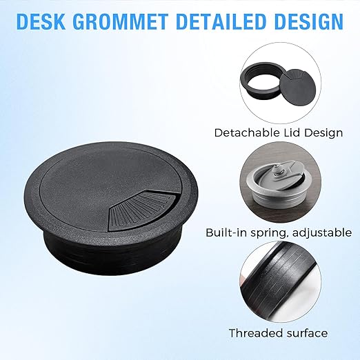 Desk Grommet 2-1/16", Desk Cord Hole Cover, Cable Grommet ABS Plastic, Desk - Image 3