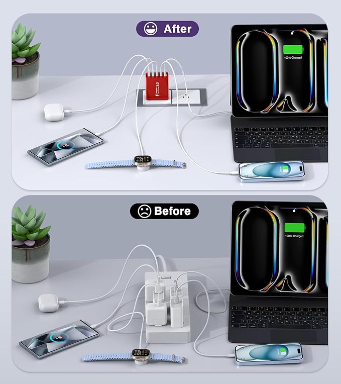 2Pack USB C Fast Charger Block, 50W 5-Port Type C Wall Charger Brick, Pad - Image 4