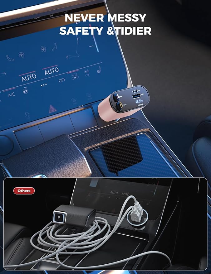 【Upgraded】 SUPERONE Retractable Car Charger 4 in 1, Fast Car Phone Charger - Image 4