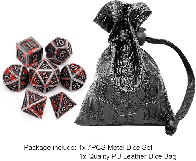 Haxtec Bloodstained Metal DND Dice Set Blood Polyhedral D&D Dice Compatible - Image 2