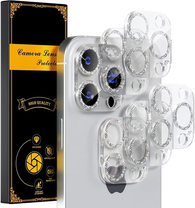 beuxece for 6 Pack iPhone 15 Pro/iPhone 15 Pro Max Camera Lens Protector 9H by Beuxece