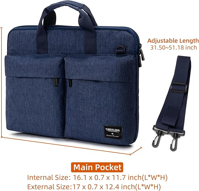 KINGSLONG 15.6 inch Laptop Shoulder Bag, Slim Laptop Sleeve Case, Shockproof - Image 5