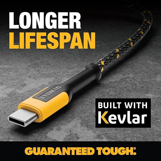 DEWALT Heavy Duty USB to USB C Cable, Jobsite Type C Cable, High Speed USBA to - Image 4