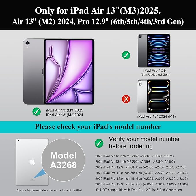 iPad Air 13 inch Case Keyboard, Wireless iPad Keyboard - Image 2