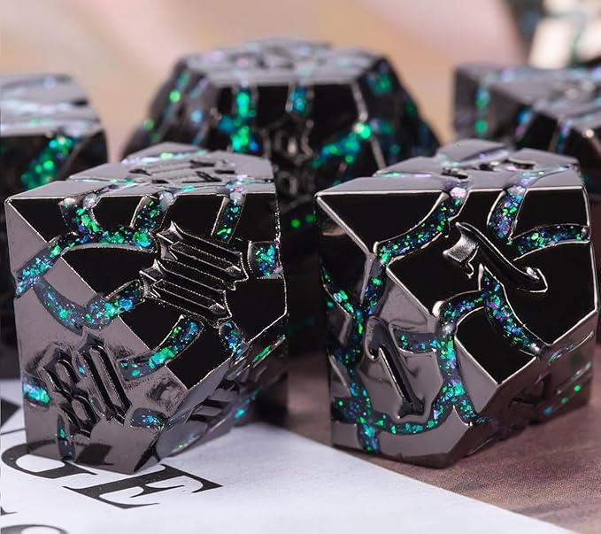 DND Crack Stripe Dice, Metallic Glitter Dice Set - Image 4