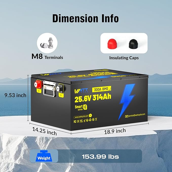 24V 314AH LiFePO4 Lithium Battery, Built-in Bluetooth 5.0 & 300A BMS, Upgrade - Image 4
