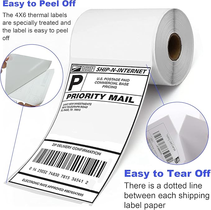 FungLam 4 Rolls 4x6 Direct Thermal Shipping Labels, 250 Labels Per Roll - Image 2