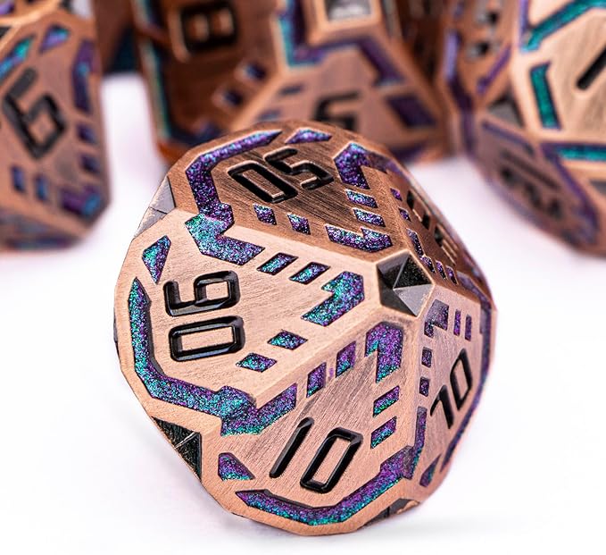 Metal DND Sci-fi Dice Set 7PCS Stripe Polyhedral Dice - Image 4