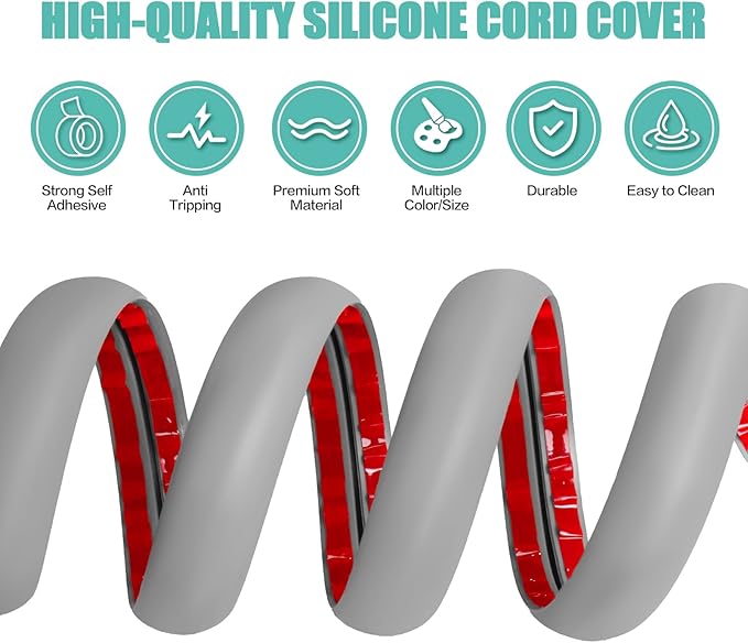 Floor Cord Cover Cavity 0.8"x0.37" Self Adhesive Cord Hider, 10FT Low Profile - Image 3