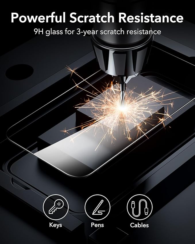ESR 3 Pack for iPhone 15 Pro Screen Protector, Full Coverage Tempered Glass Film - Image 7