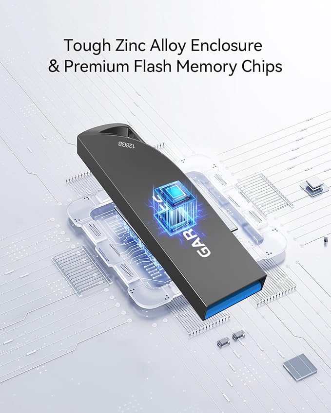 128GB USB 3.0 Flash Drive, Waterproof Metal USB Memory Stick, Slim Thumb Drive - Image 5