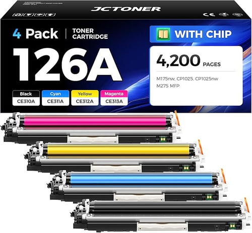 126A Toner Cartridge Set 4-Pack High Yield Replacement by JCTONER