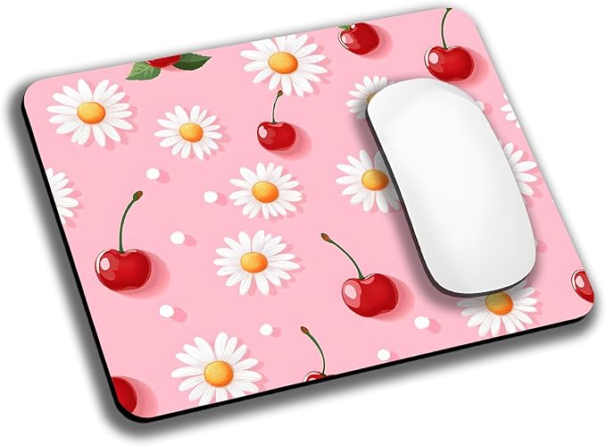 Pink Daisy Cherry Mouse Pads for Desk, Portable Wireless Computer Mouse pad by EASTSMOOTH