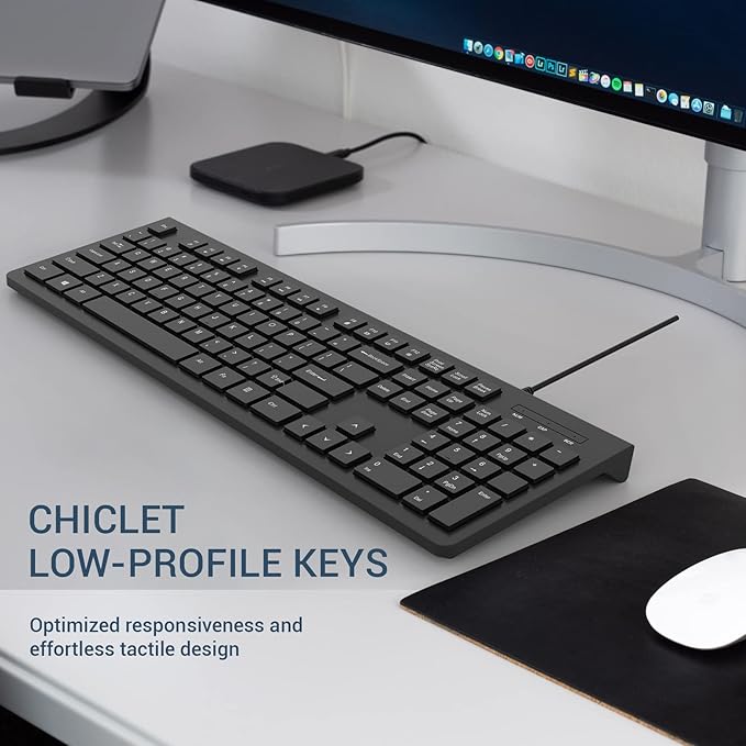 Computer Keyboard Wired, Plug Play USB Keyboard, Low Profile Chiclet Keys - Image 3