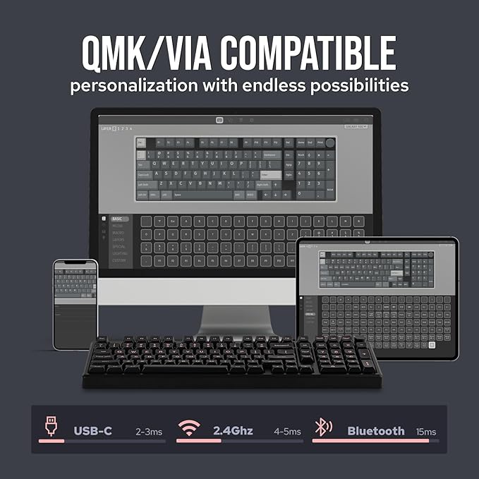 EPOMAKER Galaxy100 QMK/VIA Wireless Gaming Keyboard, Aluminum Shell, Pre-Lubed - Image 4