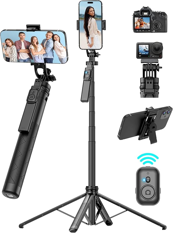71" Cell Phone Tripod & Selfie Stick, by povodo