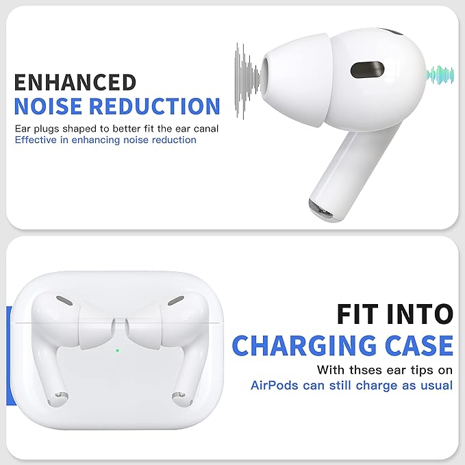 4 Pairs Ear Tips for AirPods Pro 1 & 2 Noise Cancellation Add Grip Sport - Image 5