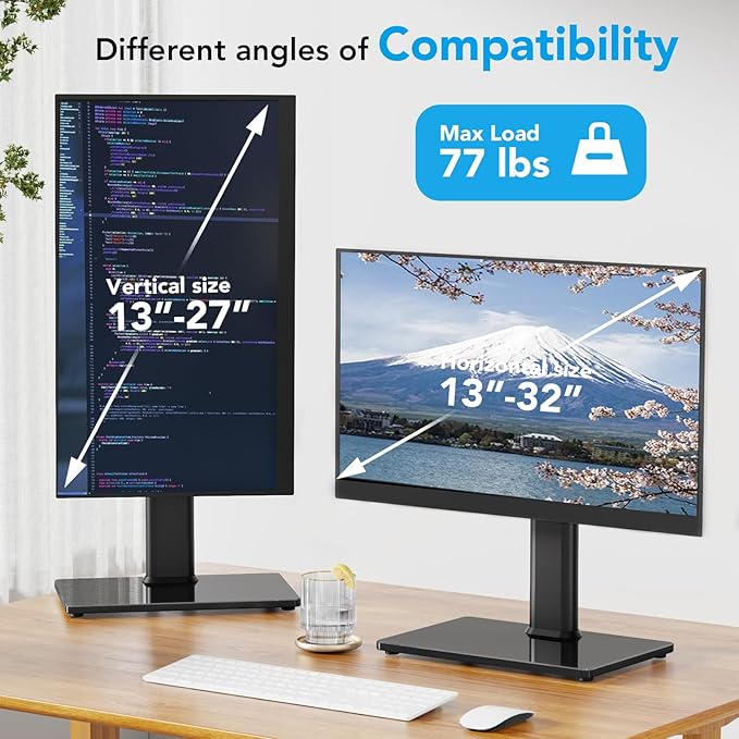 AX WABER Single Monitor Desk Stand Free-Standing Desk Mount Arm Riser - Image 8