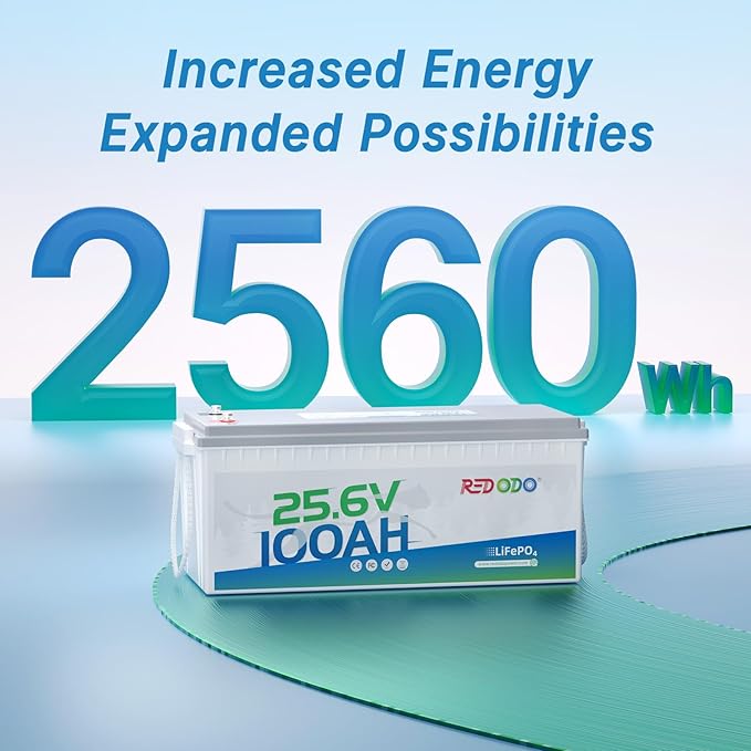 Redodo 24V 100Ah LiFePO4 Lithium Battery, Max. 2560W Power Output, Built in - Image 3