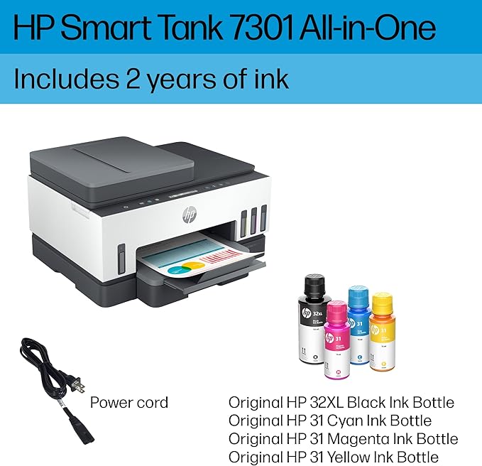 HP Smart Tank 7301 Wireless All-in-One Refillable Ink Tank Printer, Copier - Image 7
