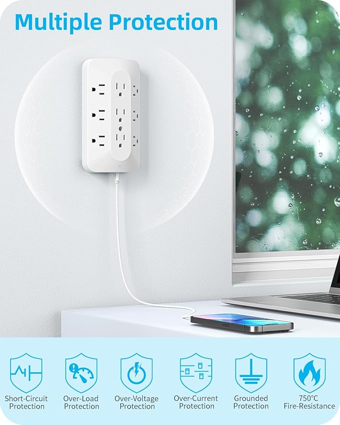 Wall Outlet Extender, 9 Outlet Splitter - Image 6
