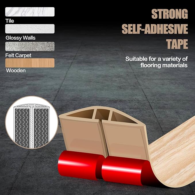 Floor Cord Cover Cavity 0.8"x0.37" Self Adhesive Cord Hider, 3.3FT Low Profile - Image 4
