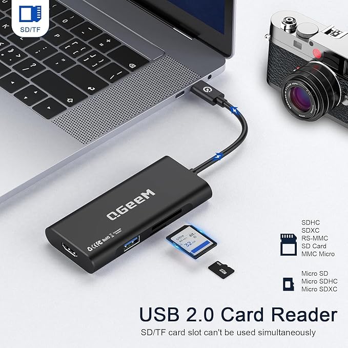 USB C Hub, QGeeM USB 4k to HDMI Adapter, 7 in 1 USB-C Dongle - Image 6