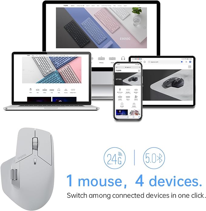 Rapoo MT760 Multi-Device Wireless Mouse, 11 Programmable Buttons, 4K DPI - Image 2