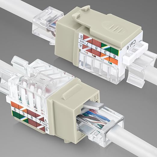 Everest 45° Angled RJ45 Cat6 Keystone Jacks 10-Pack in Ivory - Image 8