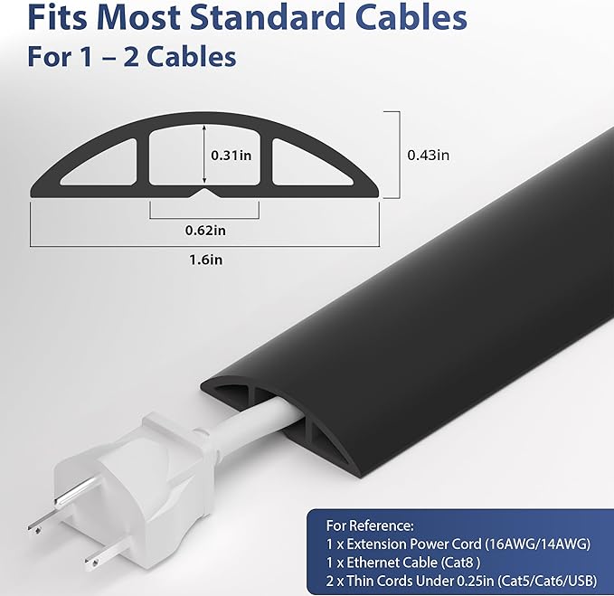 ZhiYo 3.6ft Cord Covers for Wires on Floor, Cord Hider Floor Hide Extension - Image 2