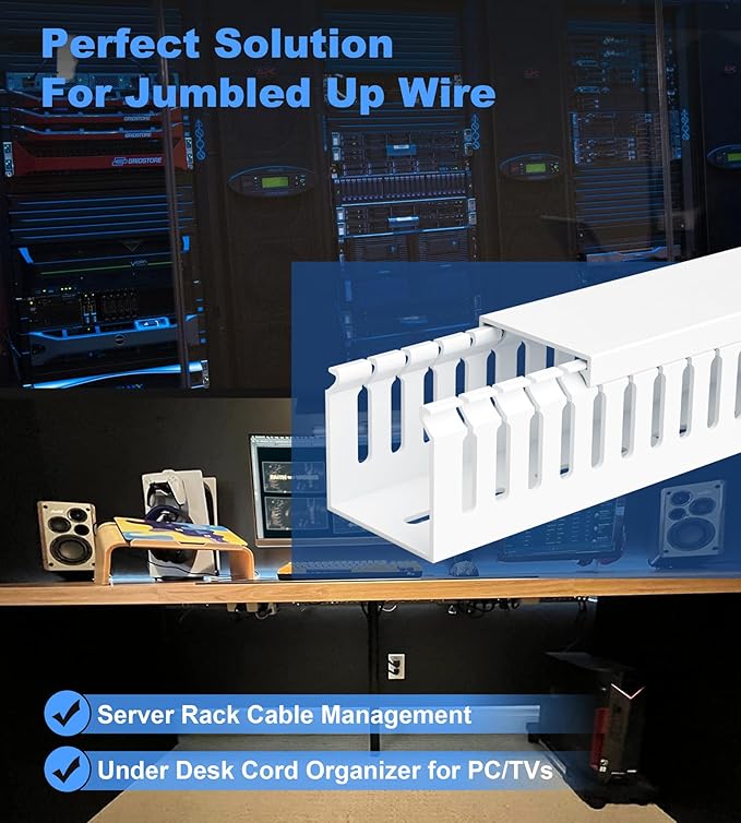 ZhiYo 66in Professional Server Rack Cable Management Raceway, H2in x W2in Cable - Image 5