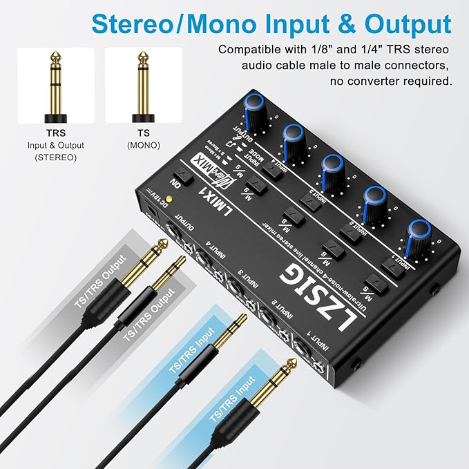 LZSIG Mini Audio Mixer, Stereo Line Mixer - Image 4