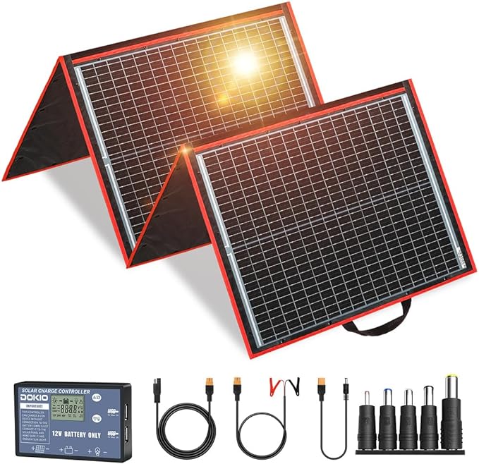 DOKIO 150W Portable Foldable Solar Panel Kit, by DOKIO