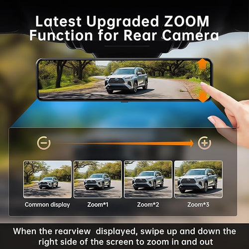 12" 4K UHD Mirror Dash Cam Front and Rear - Image 2