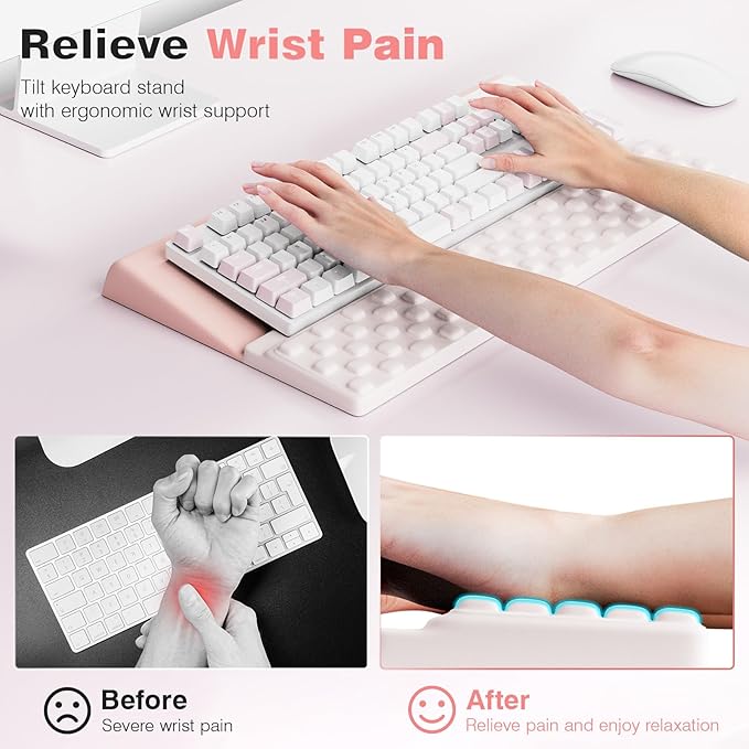 Ospelelf Ergonomic Keyboard Wrist Rest Pad Comfortable Keyboard Stand Riser - Image 2