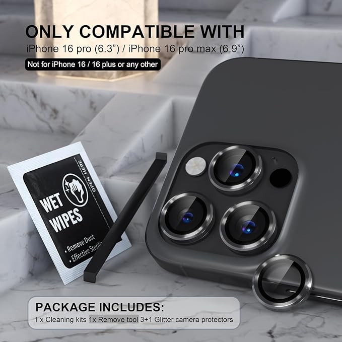 Choiche Compatible for iPhone 16 Pro/iPhone 16 Pro Max Camera Lens Protector - Image 2