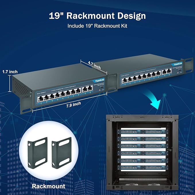 YuanLey 8 Port PoE Switch with 2 Gigabit Uplink, 8 PoE+ Port 100Mbps, 120W - Image 5