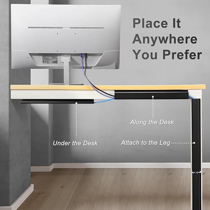 Cable Management Under Desk 31.5in J Channel, ZhiYo Cord Organizer - Image 4