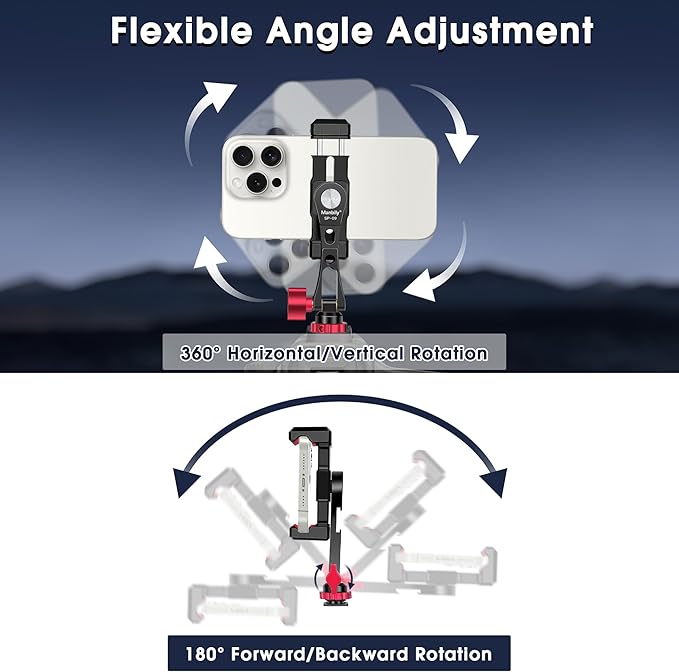 Manbily Phone Tripod Mount, Metal Smartphone Mount Adapter Camera Hot Shoe Mount - Image 5