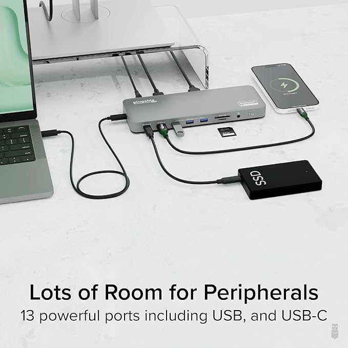 Plugable USB C Laptop Docking Station, Dual Monitor 4K 60Hz - Image 7