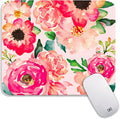 Square Mouse Pad Pink Watercolor Flower, Personalized Premium-Textured Custom by Armanza
