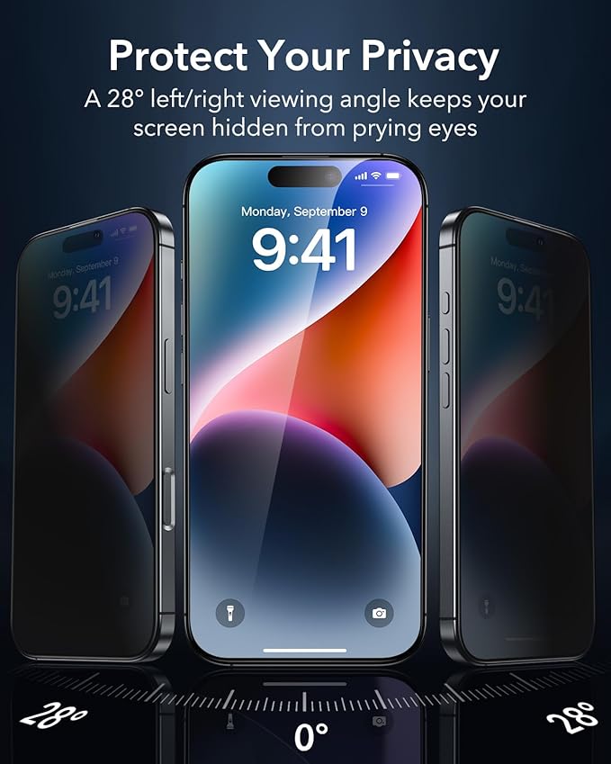 ESR 3 Pack for iPhone 16e/ iPhone 14/ iPhone 13/13 Pro Privacy Screen Protector - Image 3