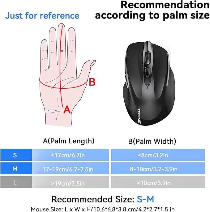 TECKNET Wireless Mouse Silent 4800 DPI Computer USB A & Bluetooth Mouse 6 - Image 3