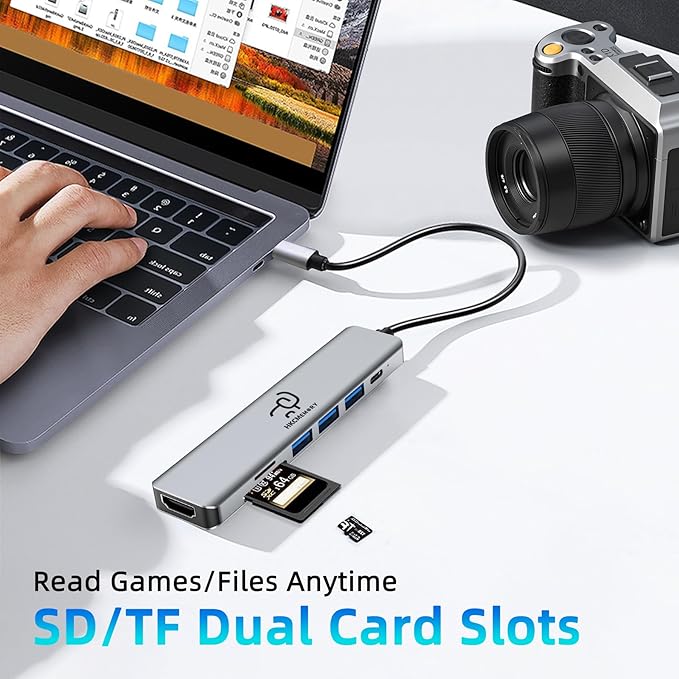 USB C Hub 7-in-1, 4K HDMI, 100W PD Charging, USB 3.0/2.0 Ports, SD/TF Reader - Image 6