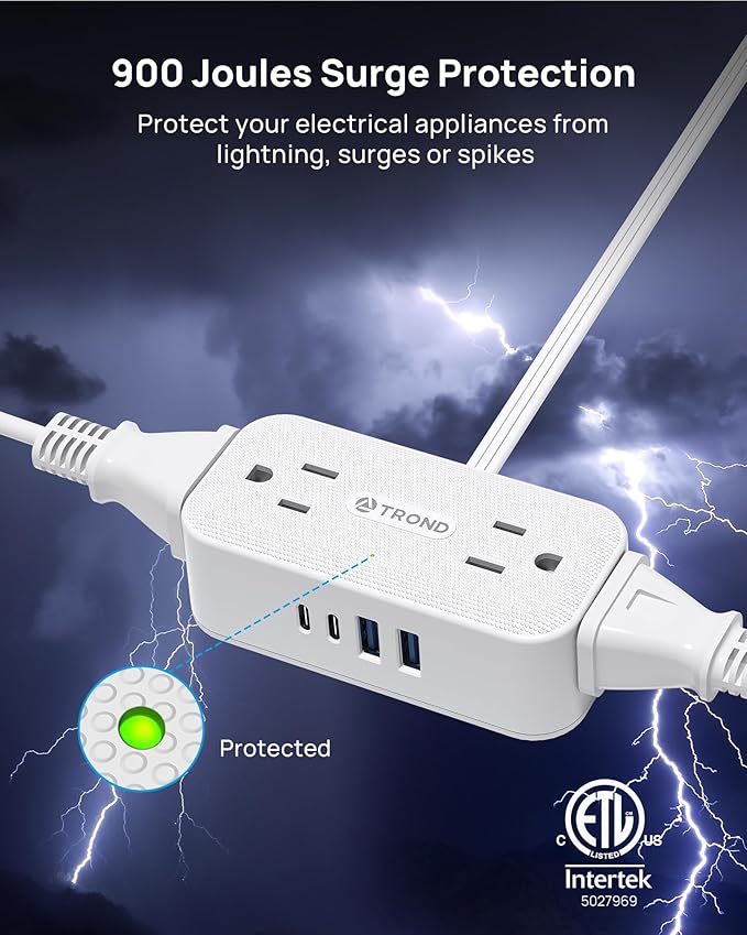 TROND 360° Rotating Flat Plug Power Strip, 5FT Extension Cord - Image 5